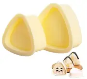 Onigiri 2 Pieces Rice Ball Mold Makers, Triangle Sushi Mold for Japanese Beige