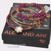 Authentic Alex and Ani Snowflake Set of 3 Rafaelian Gold ExpandableCharm Bangle