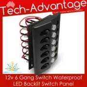 12v Marine Boat Caravan Motorhome 6 Gang Backlit LED Switch Panel + C/Breakers