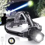 80000 Lumen Rechargeable Headlamp with 4 Modes, Waterproof & Zoomable Design