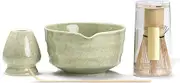 17 OZ Matcha Whisk Set - Complete 4PCS Kit for Traditional Tea Ceremony, with Handcrafted Bamboo Whisk Scoop Stand Bowl, Classic Green Glaze Ceramic