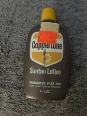 1972 Coppertone Suntan Lotion 4floz Plastic Bottle NOS Full