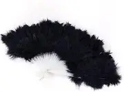 [LAXTO] Folding Handheld Fan,Hand Fan, Feather Folding Fan Sweet Fairy Girl Feather Fan Dance Hand Fan Art Craft Gift Wedding Party (Color : White) (Color : Black) White