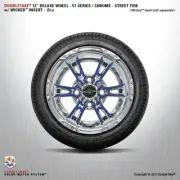 Set of 4 Double Take Chrome Blue 57 series Wheel and Tire 12" golf cart