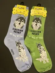 Siberian Husky Spitz Socks 2 Pairs Women's Foozys Canine Dog Puppy Breed Rescue