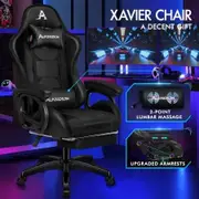 ALFORDSON Gaming Office Chair Racing Massage Computer Seat Footrest Leather Black