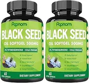 2 Packs 60 Capsules of Black Seed Oil 500mg, 4% Thymoquinone, Vitamin E & Omega 3 6 9 | Supports Immune System, Joint & Skin Health | Vegan Cold-Pressed Nigella Sativa Softgel Pills, 4 Months Supply