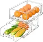 Damynuo 2 Pack Refrigerator Drawers - Fridge Organizer Bins Stackable Storage...