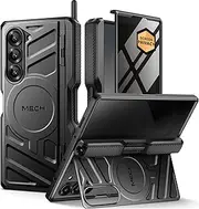[Tongate] Magnetic for Z Fold 6 Case with S Pen Holder & Stand, [Compatible with MagSafe] Heavy Duty Phone Case Built in Privacy Screen Protector & Belt Clip for Samsung Galaxy Z Fold 6 5g 2024, Black
