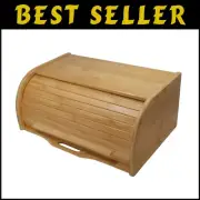 Natural Bamboo Bread Bin with Vintage Charm - Space-Saving Countertop Solution
