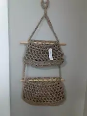 2 Tier Jute Hanging Basket, 100% Handmade, Wall Storage, Fruit Vegetables Onion