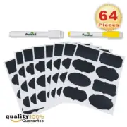 64 Reusable Chalkboard Label Stickers with 2 Erasable Chalk Markers