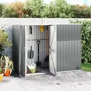 Garden Storage Shed, Outdoor Storage Shed Tool Store Cabinet Garden Tool Shed Grey 225x89x161 cm Galvanised Steel