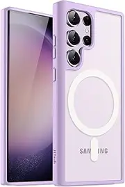 JETech Magnetic Case for Samsung Galaxy S23 Ultra 5G 6.8-Inch, Compatible with MagSafe, Translucent Matte Back Shockproof Phone Cover (Lilac)