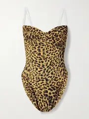 [Norma Kamali] Norma Kamali - Mio Strapless Leopard-print Swimsuit - Leopard print - small small Animal print
