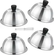 6 inch Melting Dome, Leonyo 4 Pack Basting Cover for Griddle, Heavy Duty Stainless Steel Grill Dome Flat Top Griddle Accessories for Kitchen Cooking, BBQ Grilling - Dishwasher Safe