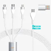 100W USB C to Multi Charger Cable,3M[MFi Certified] Multi Fast Charging Cable,USB A/USB C 3 in 1 charging Cord with Type C/Lightning/Micro USB Connectors,Long Universal Charger for Laptop/Tablet/Phone