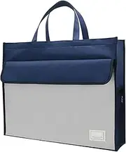 [Generic] File Bag with Handle,A3 Document Storage Bag - Waterproof Portable Oxford Briefcase with Zipper for Documents, Maps, News, Magazines