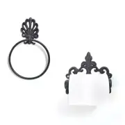 Retro Wrought Iron Toilet Paper Holder Towel Wall Hanging Rack Ring Bathroom Acc