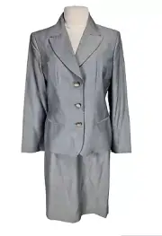 ANNE KLEIN Womens Skirt Suit Three Blazer Size 12 Pencil Skirt Size 14 Gray 70P