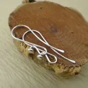 Argentium Silver Ear Wires - French Hook EarWires - Hammered Ball End Ear Hook