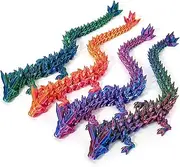 3D Printed Dragon, 4PCS Crystal Dragon Fidget Toy, Flexible Articulated Dragon 3D Printer Animal Decor (4-Piece Set-B)