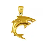 14K Gold Wide Open Jaws Shark Pendant