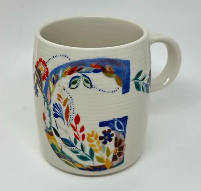 Starla Halfmann Anthropologie Floral Initial Ceramic Mug Monogram "G"