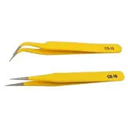 Reliable Stainless Steel Tweezers for Precision Parts Maintenance Set of 2