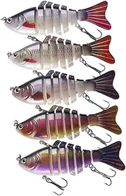 Aymzbd 5pcs Bass Fishing Bait Slowly Falling Effect Floating Bait Lifelike Shared Swimbait
