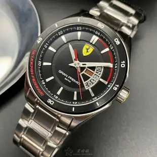 FERRARI手錶, 男錶 46mm 黑圓形精鋼錶殼 黑色中三針顯示, 運動錶面款 FE00071