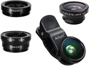 Ailun iPhone Lens,3 in 1 Clip On 180 Degree Fish Eye Lens+0.65X Wide Angle+10X Macro Lens,Universal HD Camera Lens Kit for iPhone 7/6s/6s Plus/6/SE/5/