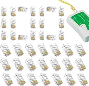 Cat6 Rj45 Ends - Crystal Rj45 Cat6 Network Plug for Solid Wire - 100Pack High-Speed Adapter for Construction and Maintenance, Engineering, Data Centers, Corporate Office