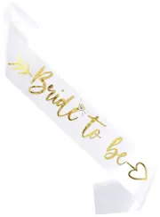 Bride to Be Gold and White Hens Party Sash