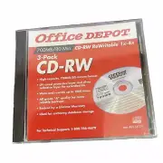()Office Depot CD-RW Re-Writable DISC 3 Pack 700MB/80 1x 4x Speed