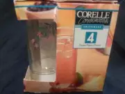 Corelle Coordinates Floral Drinkware~ 16 oz Tall Cooler Glasses Set of 4 NIB