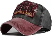 [YULOONG] Vintage Baseball Cap Embroidery Rock Washed Denim Trucker Cap 100% Cotton Sun Hat for Men Women Adjustable Size