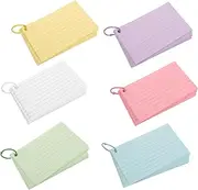 1Set Colored Index Cards with Rings Color Study Flashcards Single Hole Punched Note Cards Portable Memo Pad for Vocabulary Lists and Reminders and Convenient