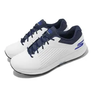 【SKECHERS】高爾夫球鞋 Go Golf Elite-5 GF 男鞋 白 藍 防潑水 緩衝 高球(214065WNVB)