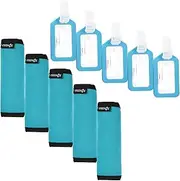 (5 PCS, Aqua Blue) - Cosmos 5 PCS Comfort Neoprene Handle Wraps/Grip/Identifier for Travel Bag Luggage Suitcase + 5 PCS Travel Accessories Luggage Tag Identifier (Aqua Blue)