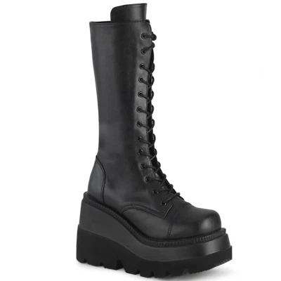 Demonia Shaker-72 Cyber Goth Gothic Punk Rock Knee High Platform Boots