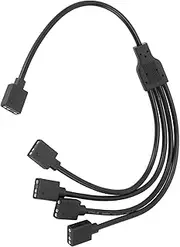 ARGB Splitter Cable, 1 to 4 Female to Female RGB Splitter Extension Cable, 5V 3Pin Addressable ARGB LED Sync Cable, 11.8in, for Computer Chassis CPU Cooler and 5V ARGB Fan (Black)