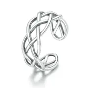 Silver plating Woven Texture Ring Open Adjustable Finger Rings for Women Wedding Jewelry