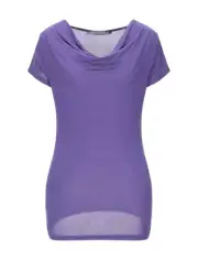 New SANDRO FERRONE Womens Purple Cowl Neck Tee-Shirt Soft Top Sz M Made in Italy