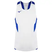 Mizuno Round Neck Sleeveless White/Blue Mens Authentic Singlet Tank Top White/Navy M