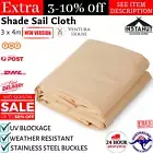 Instahut Shade Sail ShadeCloth Heavy Duty Sun Canopy Waterproof Rectangle Fabric