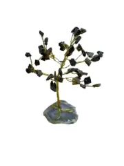 Tiger's Eye 50 Bead Tree on Flat Agate Base