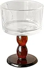 Teahutty 8Oz High Footed Glass Cup with Wooden Base,Glass Candle Holder for Pillar Candles Tea Light Holder,Dessert Bowl,Beverage Cup,Versatile for Mixing Drink, Salad and Yogurt