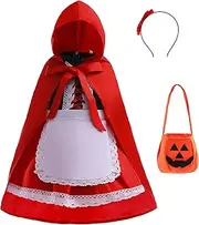 Dressy Daisy Little Red Riding Hood Fancy Dress Up Costume Set with Cloak Cape for Toddler Girls Size 2 to 14