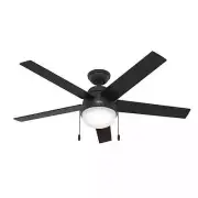 Hunter 52" Black Anslee Modern Indoor Ceiling Fan with LED Light Pull Chain
